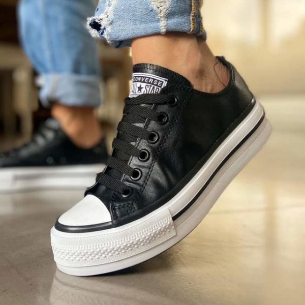 CONVERSE ECO CUERO NEGRO PLATAFORMA