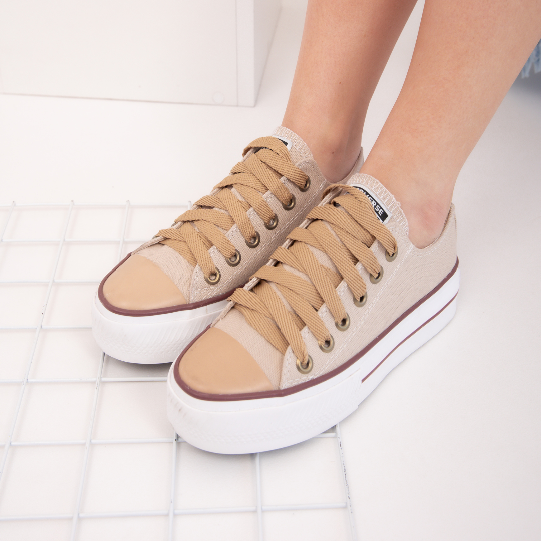 CONVERSE LONA BEIGE PLATAFORMA