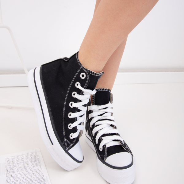 CONVERSE BOTITAS LONA NEGRO PLATAFORMA