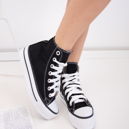 CONVERSE BOTITAS LONA NEGRO PLATAFORMA