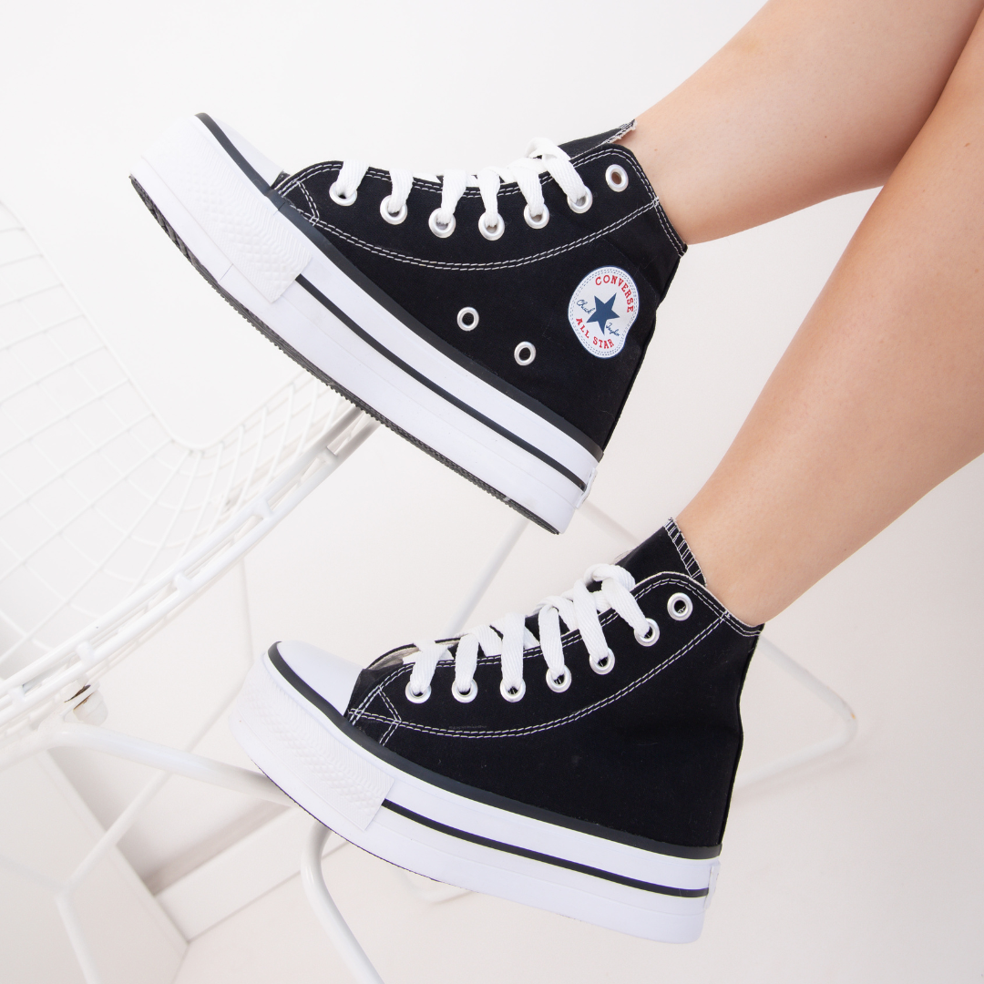 CONVERSE BOTITAS LONA NEGRO PLATAFORMA